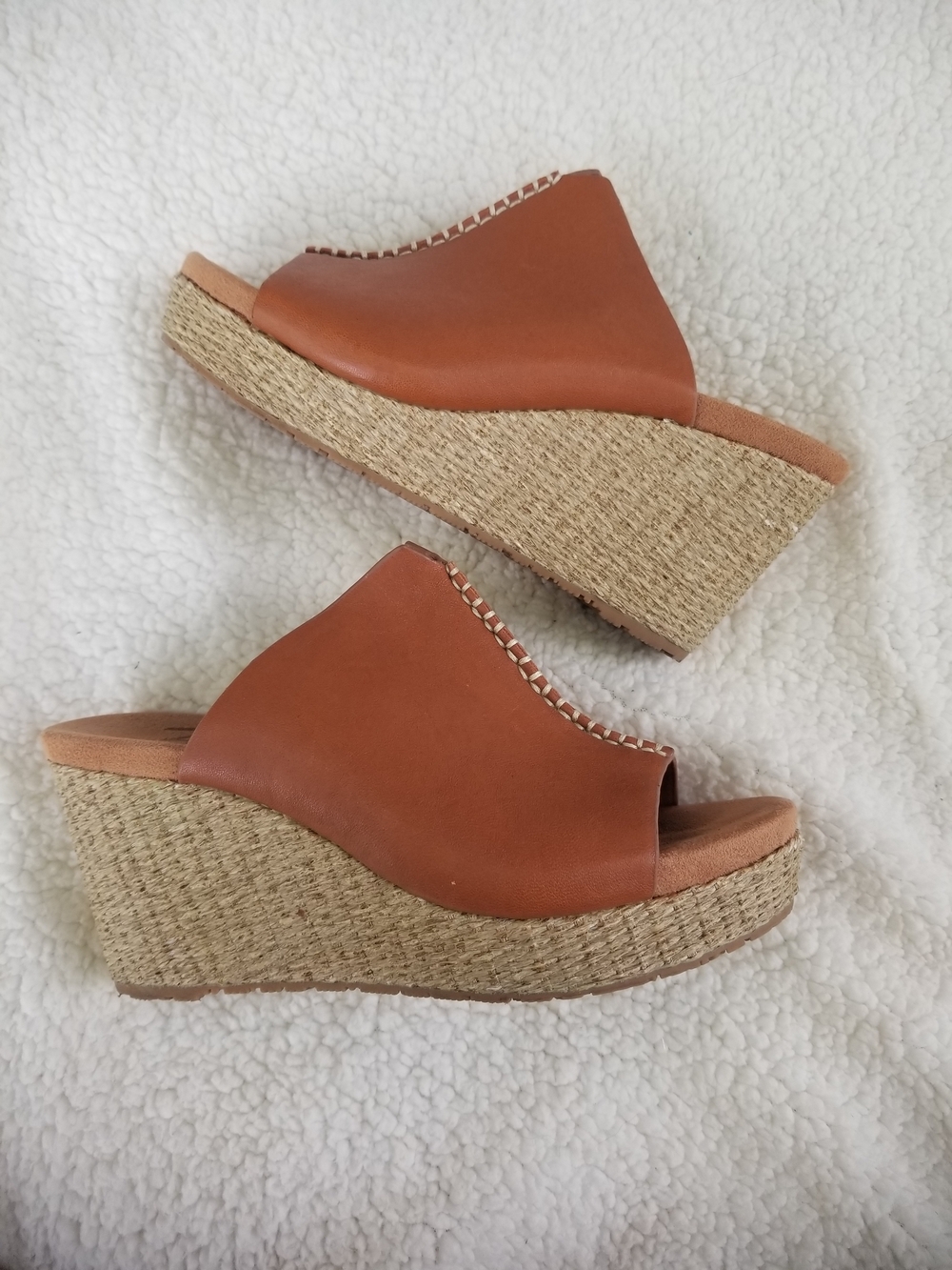 Leather Espadrille Wedge Slide - Casual Open-Toe Mule - Picture 6 of 7